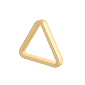 Modern minimalist gold triangular metal napkin ring with a sleek polished finish