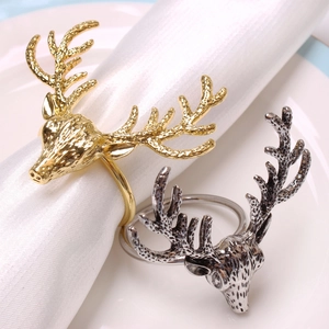 Rentier Kopf Serviettenringe Metall Geweih Schnallen Für Weihnachtsfeier Hochzeit Bankett Tischdekoration Elegant