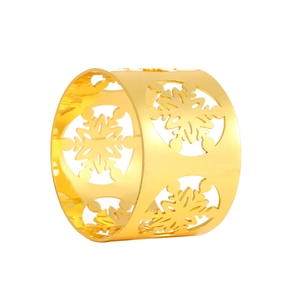 Polished gold metal napkin ring with creative hollow snowflake design for Christmas