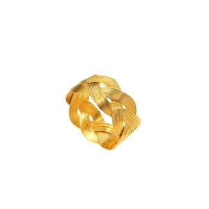 Rond de serviette tressé doré avec texture métallique complexe pour décor de table