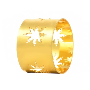 Polished gold napkin ring with hollow snowflake cutout pattern for elegant table decor