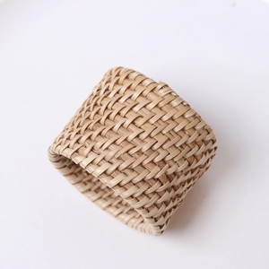 Natural handmade bamboo napkin ring with tight twill weave for dining table decor