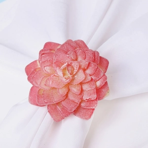 Portatovaglioli con pianta succulenta rosa accessorio decorativo fatto a mano per hotel