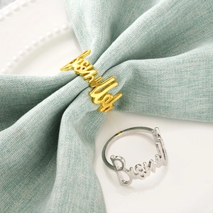 Zinc Alloy English Letter Napkin Rings Metal Napkin Holders For Wedding Hotel Western Restaurant Table Decor Elegant