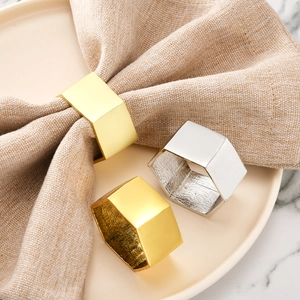 Portatovaglioli Esagonali Geometrici Fibbie Per Tovaglioli In Lega Di Zinco Per Matrimonio Hotel Festa Decorazione Tavola Moderna