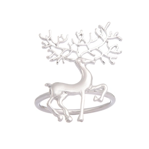 Silver reindeer napkin ring made of zinc alloy for elegant Christmas table settings