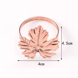 Rose gold maple leaf napkin ring made of zinc alloy, 4.5x4cm size for table decor