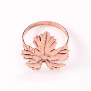Rose gold zinc alloy maple leaf napkin ring for elegant hotel table decoration