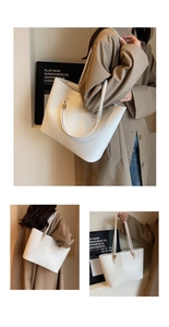 Détail d'un grand cabas blanc minimaliste en similicuir mat de haute qualité