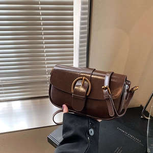 Retro Damen Umhängetasche PU Leder Achseltasche Crossbody Tasche Goldene Schnalle Quadratische Handtasche Mode