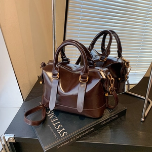 Borsa A Mano Boston Retrò Da Donna In Pelle PU Lucida Borsa A Tracolla Con Accessori Dorati Stile Vintage Pendolare