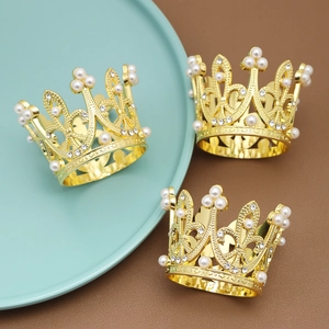 Goldene Serviettenringe Set mit Perlen und Strass für Hochzeit Tischdekoration