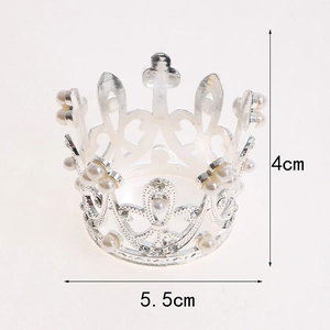 Mini Serviettenring Silberkrone mit Perlen und Steinen, 5.5cm Basisdurchmesser