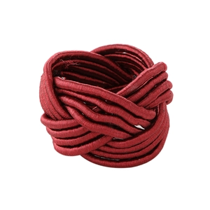 Handmade woven dark red knot napkin ring for elegant hotel table settings