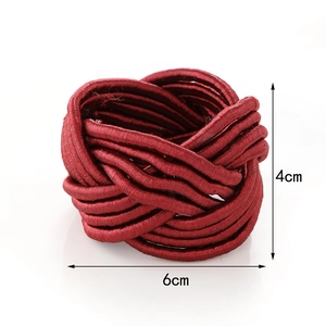 Handmade burgundy braided napkin ring 6x4cm size for elegant hotel table settings