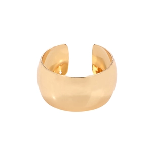 Polished gold wide C-shaped metal napkin ring for elegant wedding table setting