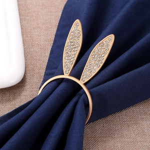 Golden bunny ear napkin ring with sparkling crystals for Easter table decoration