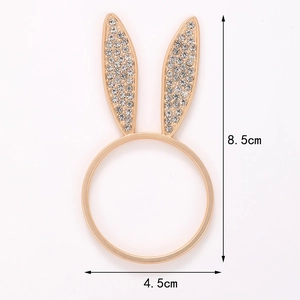 Sparkling crystal bunny ear napkin ring in gold finish for Easter table decor