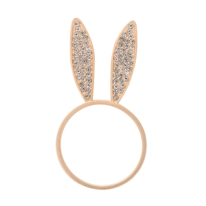 Rabbit Ear Napkin Rings Zinc Alloy Shiny Rhinestone Pave Easter Party Dinner Table Decoration Elegant Gold Metal Holder