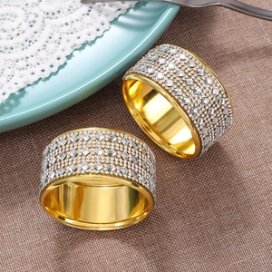 Luxury Gold Rhinestone Napkin Rings Sparkling Metal Napkin Buckles For Wedding Banquet Hotel Dining Table Decorations Holder