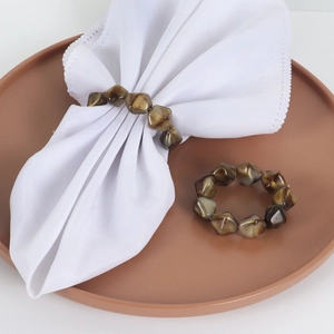Beaded napkin ring with marble texture stones for hotel and restaurant table setting