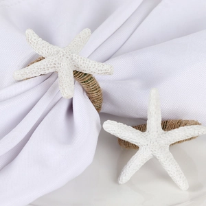 Mediterranean Ocean Style Resin Starfish Napkin Rings With Natural Hemp Rope For Wedding Beach Party Table Decoration