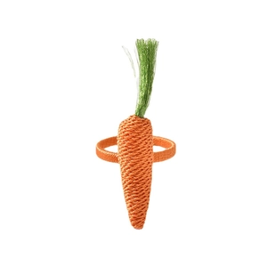 Creative handmade woven carrot napkin ring made of orange and green rope for table decor