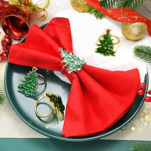 Ronds De Serviette Sapin De Noël Vert Alliage De Zinc Métal Décoration De Table Festive Pour Hôtel Mariage