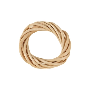 Handcrafted round rattan napkin ring in natural wood color for elegant table settings