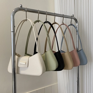 French style baguette shoulder bags in six minimalist colors with metal buckle accents