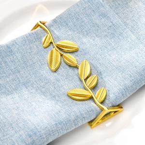 Elegant Leaf Shape Napkin Rings Zinc Alloy Metal Plant Vine Design For Wedding Hotel Dining Table Decoration