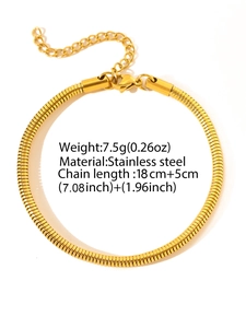 Detail view of a 7.5g gold stainless steel snake chain bracelet with 5cm extension chain
