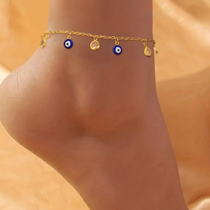 Bracelet De Cheville Œil Du Démon Pour Femme Acier Inoxydable Émail Goutte Huile Strass Bijoux De Pied Bohème Chaîne