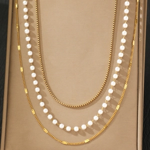 Multi Layer Waist Chain Stainless Steel Faux Artificial Pearl Metal Body Belly Link Belt Minimalist Jewelry For Women