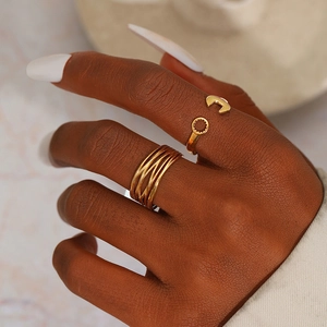 Adjustable Open Ring Stainless Steel Geometric Crisscross Multi Layer Industrial Wrench Punk Hip Hop Jewelry For Women Men
