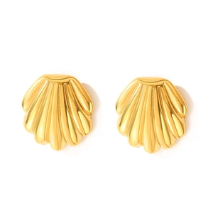 Elegant gold shell stud earrings with polished metallic luster and ocean style design