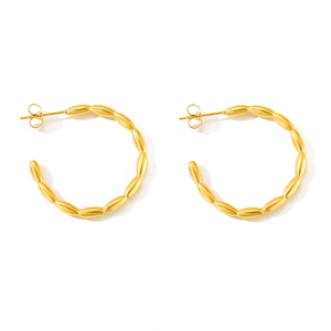 Boucles d'oreilles créoles en forme de C en acier inoxydable plaqué or 18 carats