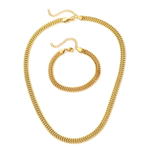 Set minimalista con collana e bracciale a catena spessa in acciaio dorato