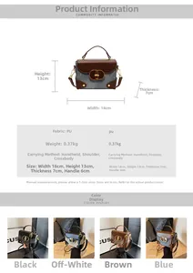 Detail showing vintage accordion bag dimensions and four available color options