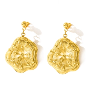 Boucles d'oreilles vintage en acier plaqué or 18K avec pendentif cœur texturé