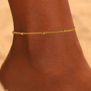 Minimalist Stainless Steel Bead Chain Anklet For Women Delicate Adjustable Foot Jewelry Summer Beach Accessory