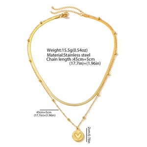 Details zur doppellagigen goldenen Schlangenkette mit Herzanhänger aus Edelstahl