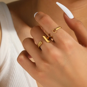 Novelty Industrial Wrench Hammer T-Shape Open Rings Stainless Steel Adjustable Mechanical Retro Jewelry For Men Women