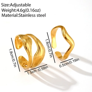 Detail of adjustable golden lava texture stainless steel ring with 4.6g weight info