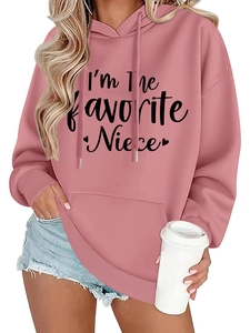 Pink hooded sweatshirt with I'm The Favorite Niece print and large kangaroo pocket