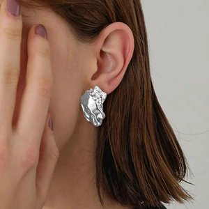 Irregular Lava Texture Earrings Stainless Steel Minimalist Metallic Fashion Jewelry For Women