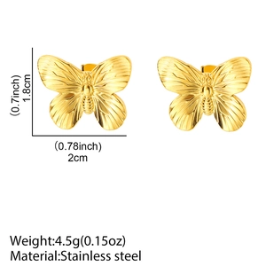 Detail of vintage butterfly stud earrings showing dimensions and 4.5g weight specification
