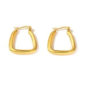 Minimalist U-shaped gold stainless steel hoop earrings with polished geometric finish