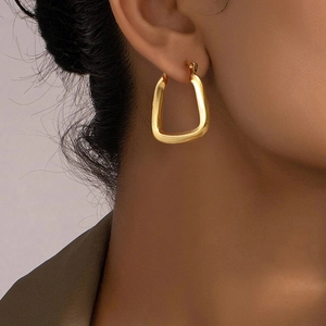 Stainless Steel U-Shaped Hoop Earrings Geometric Polished Minimalist Modern Fashion Jewelry For Women Men