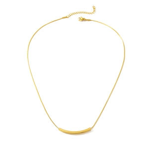 Elegant gold smile necklace for women with a curved tube pendant and sleek snake chain